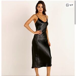 NWT LNA Black V Slip Midi Dress